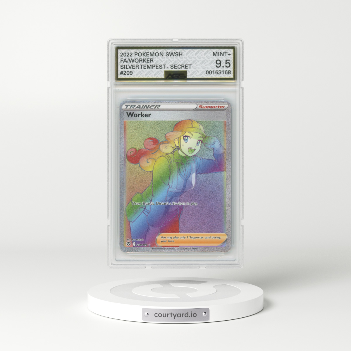 2022 Silver Tempest #209 Worker - Full Art Holo (AGS 9.5 MINT+)