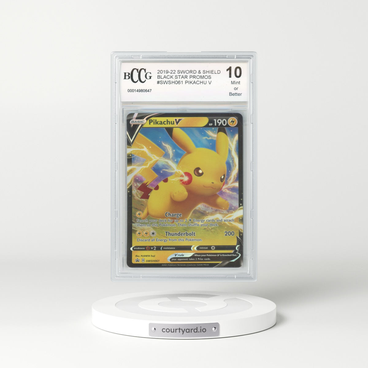 2019-22 Sword & Shield Black Star Promos #SWSH061 Pikachu V (BCCG 10 MINT OR BETTER)