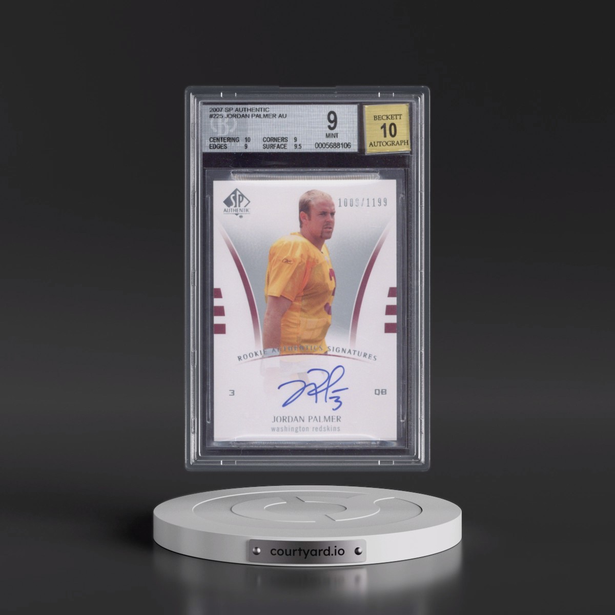 2007 SP Authentic #225 Jordan Palmer AU RC (BGS 9 MINT)