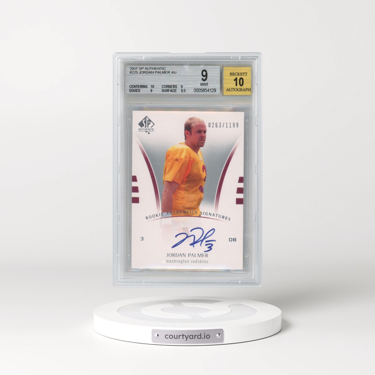 2007 SP Authentic #225 Jordan Palmer AU RC (BGS 9 MINT)