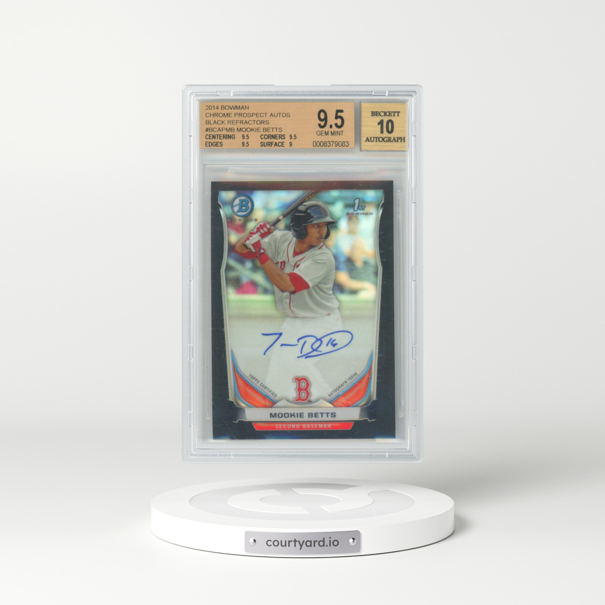 2014 Bowman Prospect Autograph #MB Mookie Betts - Chrome-Black Refractor (BGS 9.5 GEM MINT)