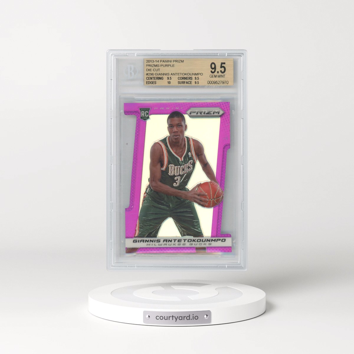 2013 Panini Prizm #290 Giannis Antetokounmpo - Purple Die-Cut Prizm (BGS 9.5 GEM MINT)