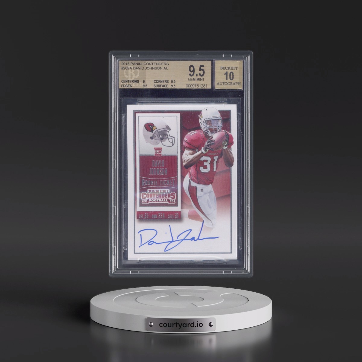 2015 Panini Contenders David Johnson AU RC #209A BGS 9.5