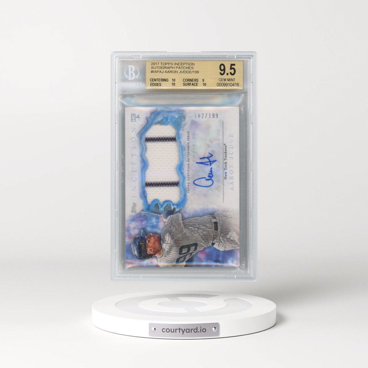 2017 Topps Inception Autograph Patches #IAPAJ Aaron Judge/199 (BGS 9.5 GEM MINT)
