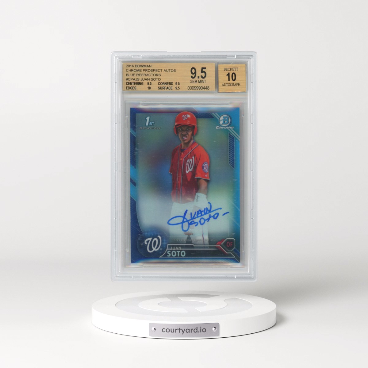 2016 Bowman Chrome Prospects Autographs #JS Juan Soto - Blue Refractor (BGS 9.5 GEM MINT)