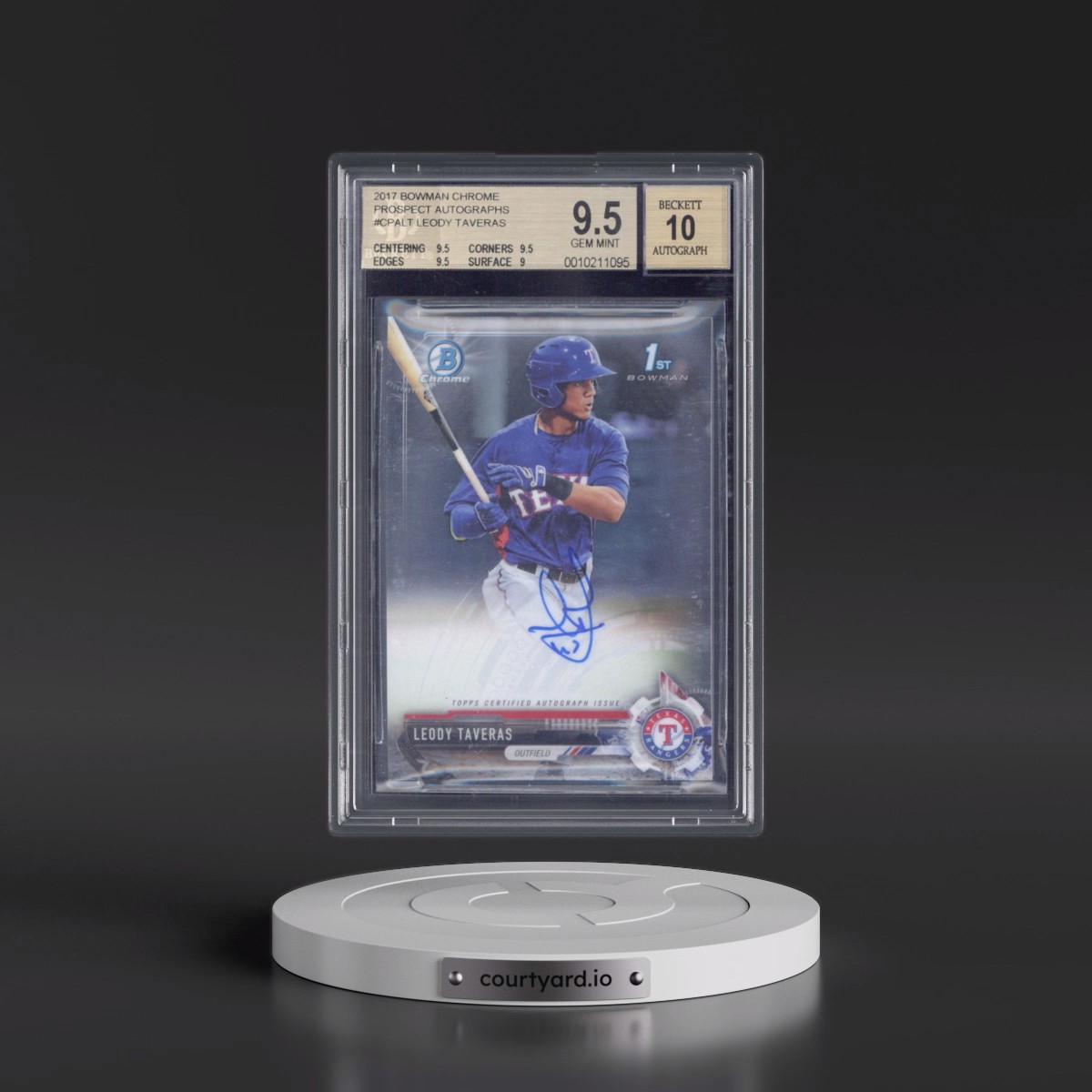 2017 Bowman Chrome Prospect Autographs #CPALT Leody Taveras (BGS 9.5 GEM MINT)