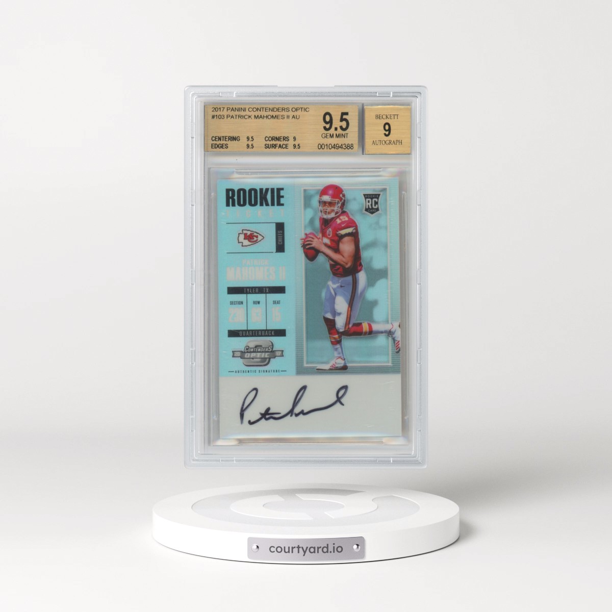 2017 Panini Contenders Optic #103 Patrick Mahomes II - Autograph (BGS 9.5 GEM MINT)
