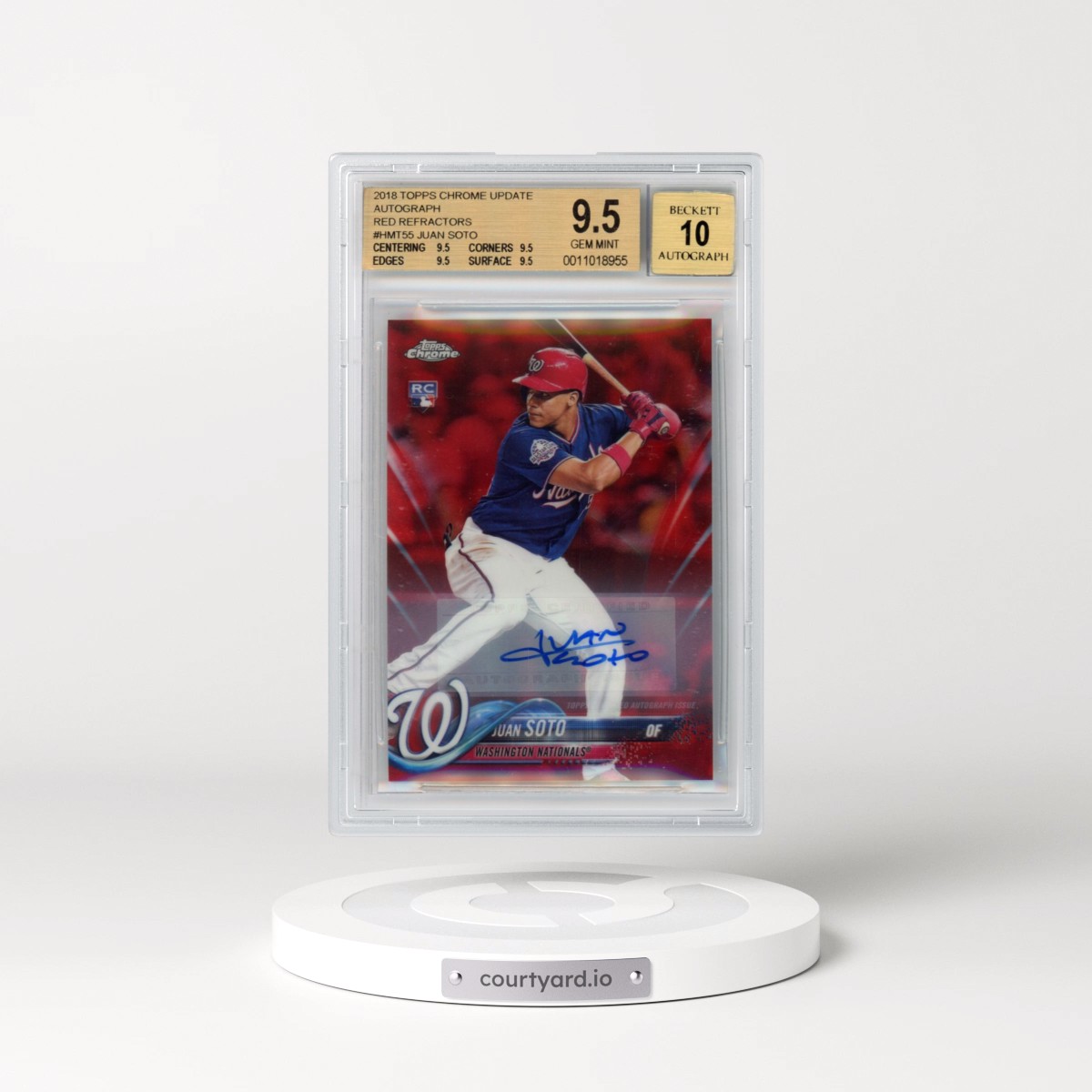 2018 Topps Chrome Update #HMT55 Juan Soto - Autograph-Red Refractor (BGS 9.5 GEM MINT)
