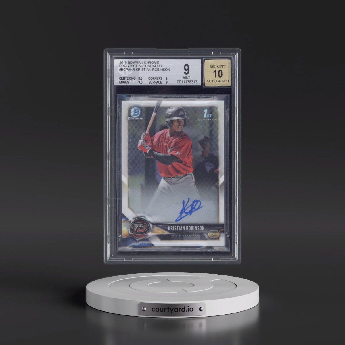 2018 Bowman Chrome Prospects Autographs #BCPAKR Kristian Robinson (BGS 9 MINT)