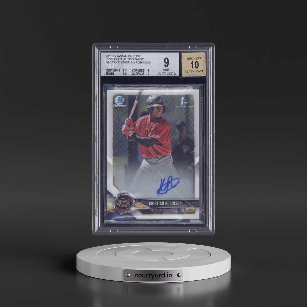 2018 Bowman Chrome Prospects Autographs #BCPAKR Kristian Robinson (BGS 9 MINT)