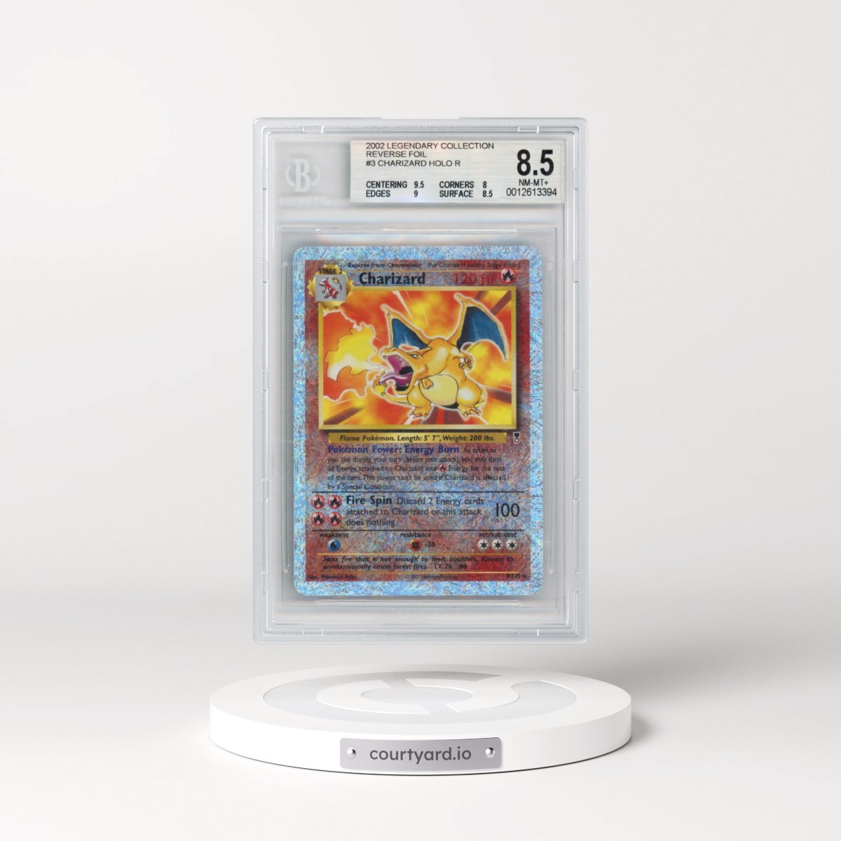 2002 Legendary Collection #3 Charizard - Reverse Holo (BGS 8.5 NM-MT+)