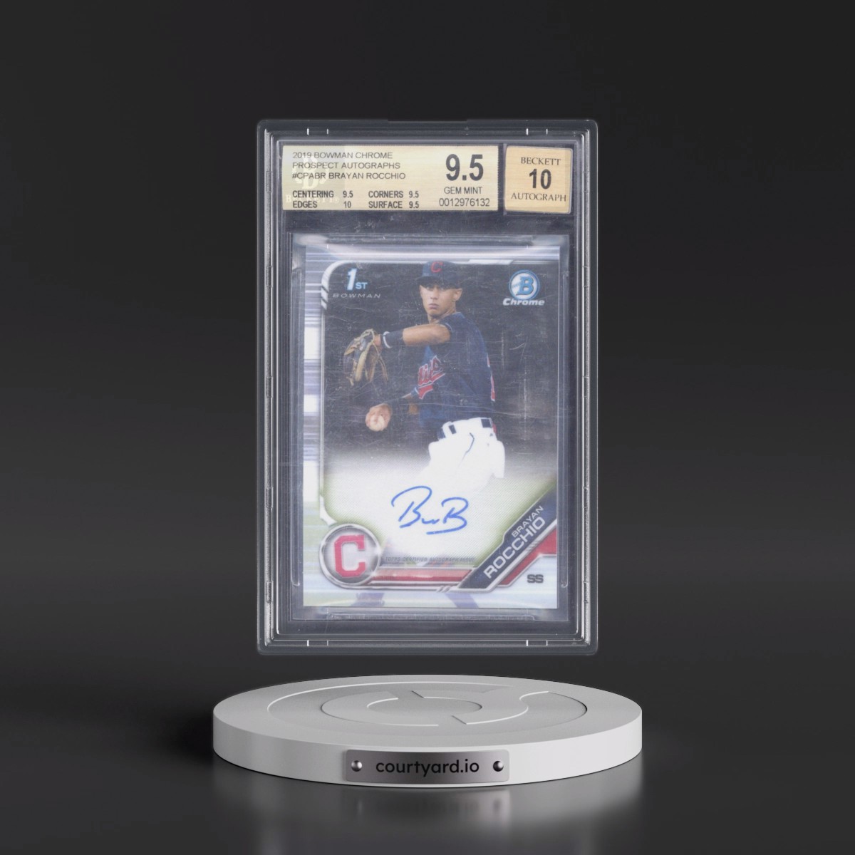 2019 Bowman Chrome Prospect Autographs Brayan Rocchio #CPABR BGS 9.5