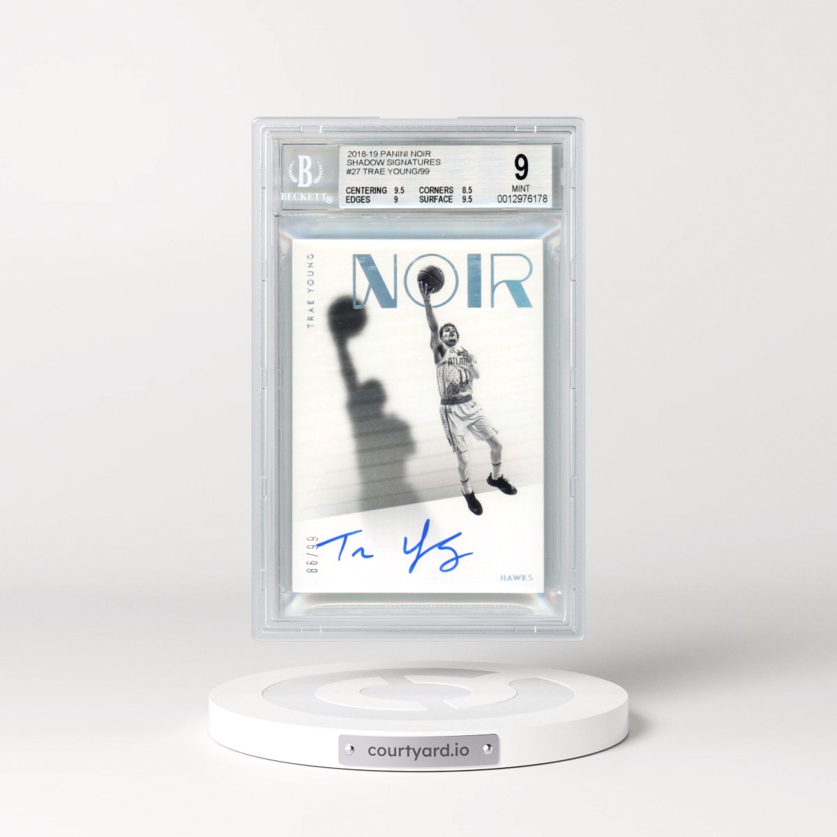 2018 Panini Noir Shadow Signatures #27 Trae Young/99 (BGS 9 MINT)