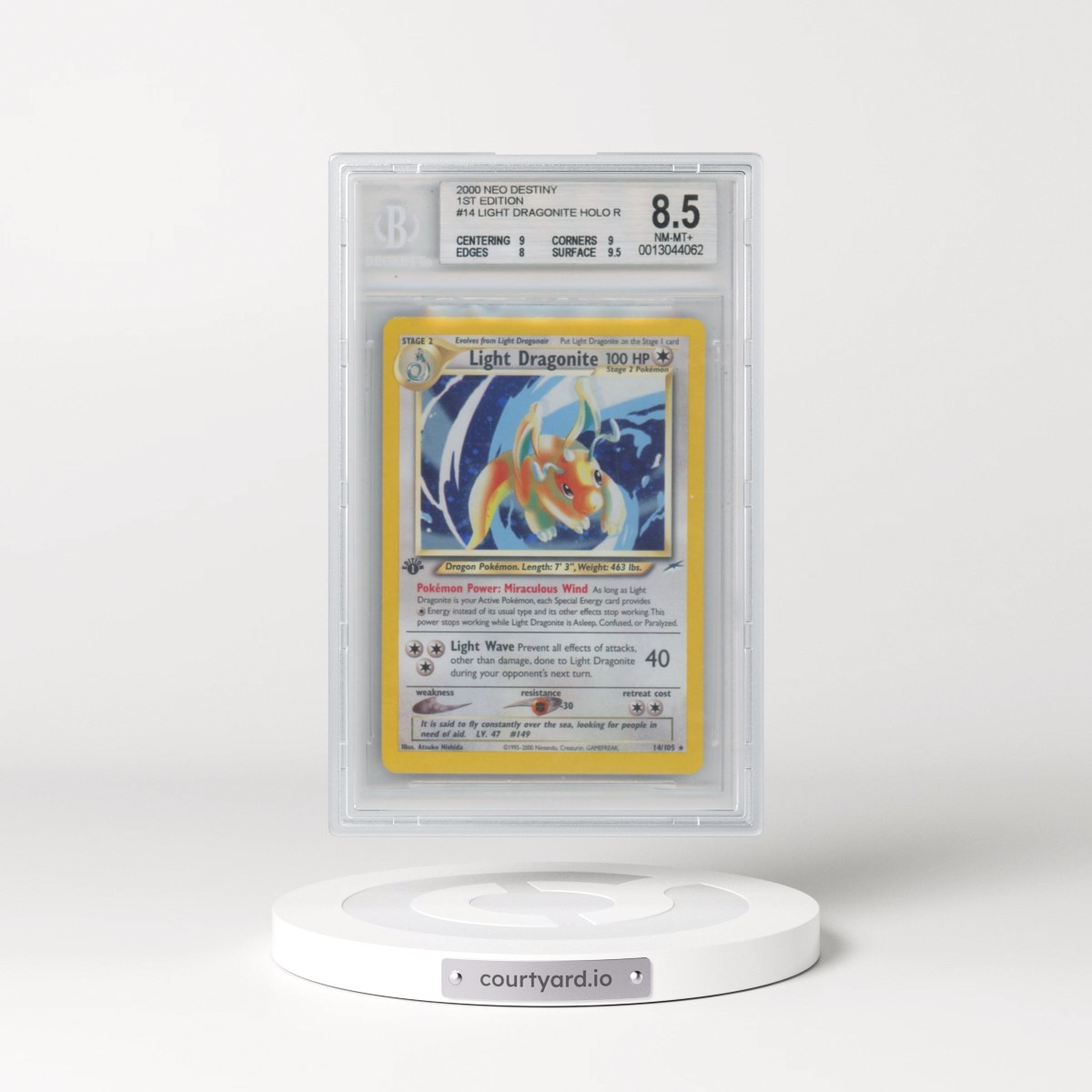 2002 Neo Destiny #14 Light Dragonite - 1st Edition Holo (BGS 8.5 NM-MT+)
