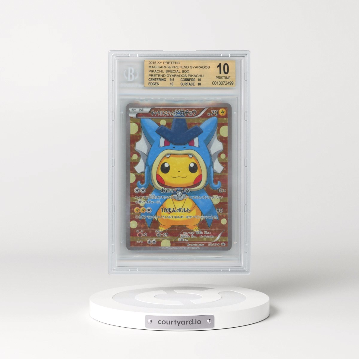 2015 Japanese Pokemon XY #151XYP Gyarados Poncho Pikachu - Full Art Holo (BGS 10 PRISTINE)