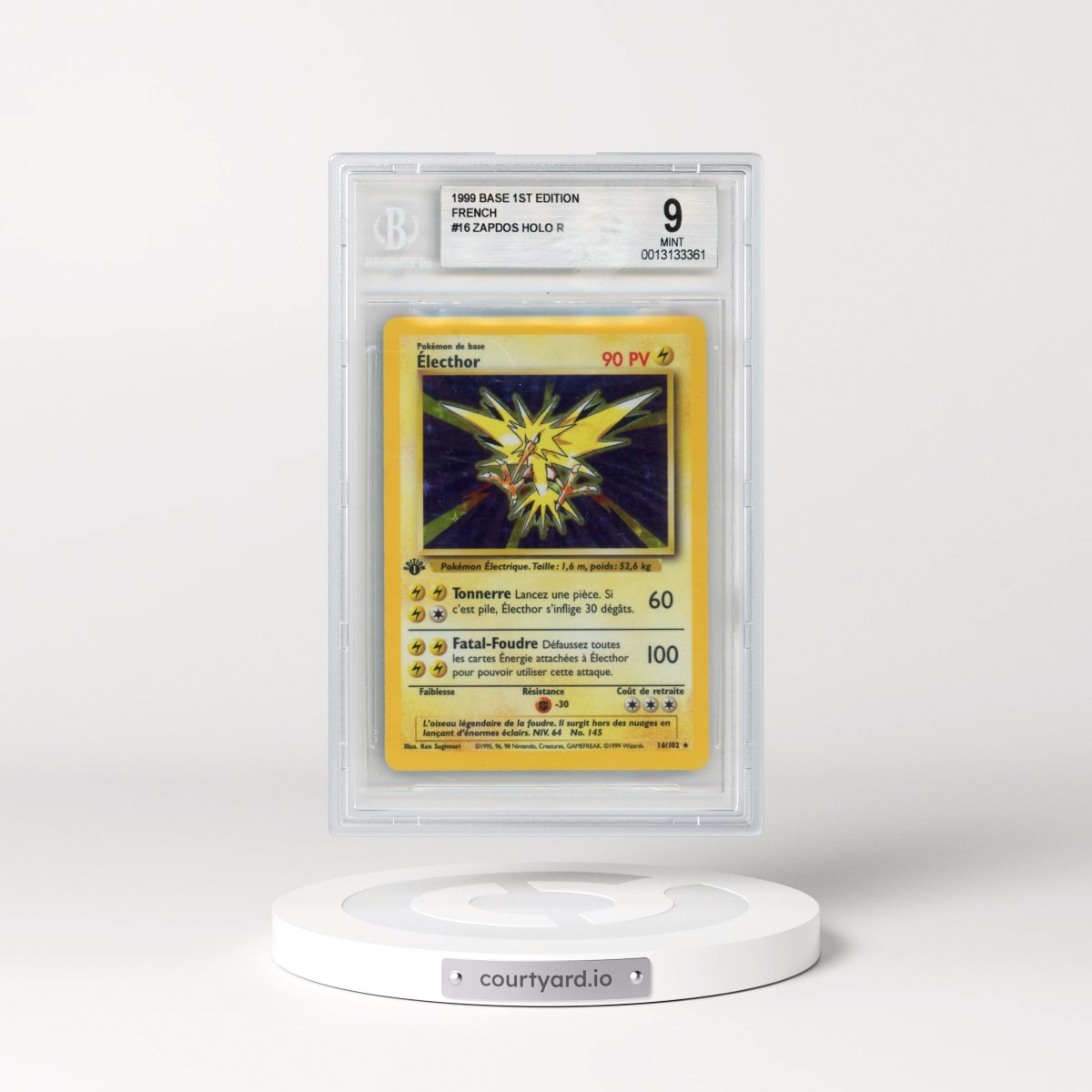 1999 Pokémon Base #16 Zapdos - 1st Edition Holo (BGS 9 MINT)