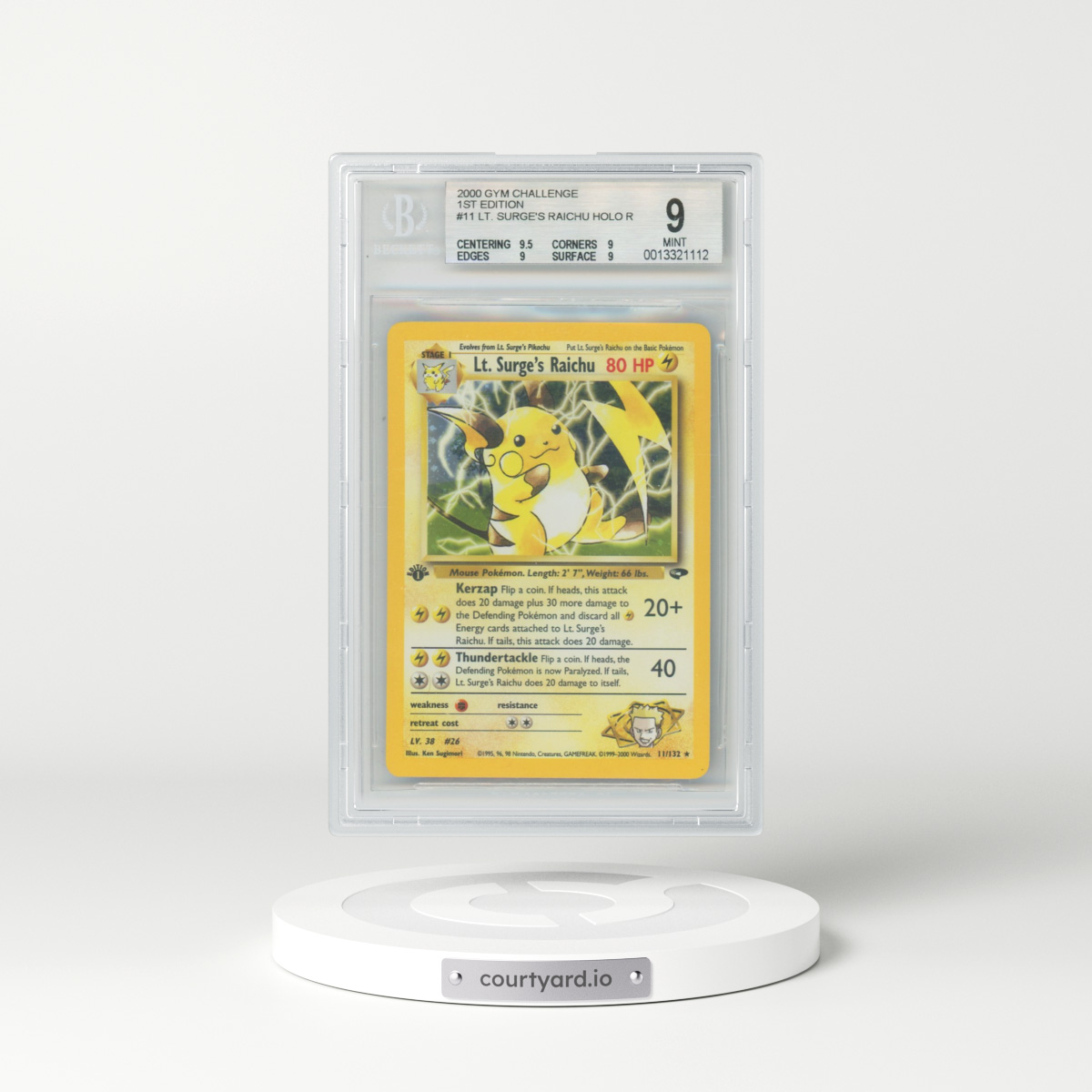 2000 Gym Challenge #11 Lt. Surge's Raichu - 1st Edition Holo (BGS 9 MINT)