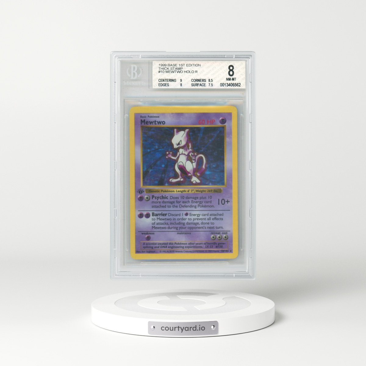 1999 Pokémon Base Thick Stamp #10 Mewtwo - 1st Edition Holo (BGS 8 NM-MT)