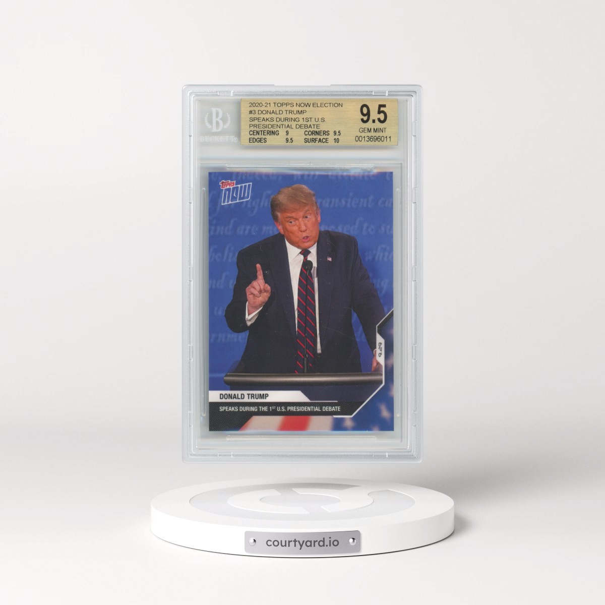 2021 Topps Now Election #3 Donald Trump Speaks During 1st U.S. Presidential Debate (BGS 9.5 GEM MINT)