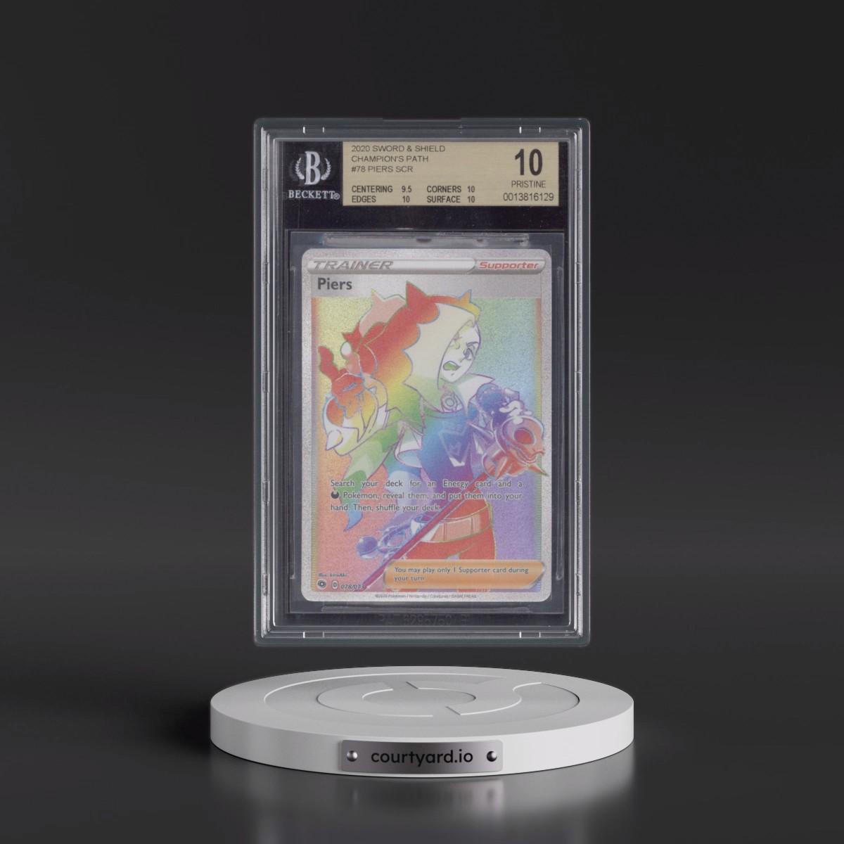 2020 Champion's Path #078 Piers - Rainbow Rare Holo (BGS 10 PRISTINE)