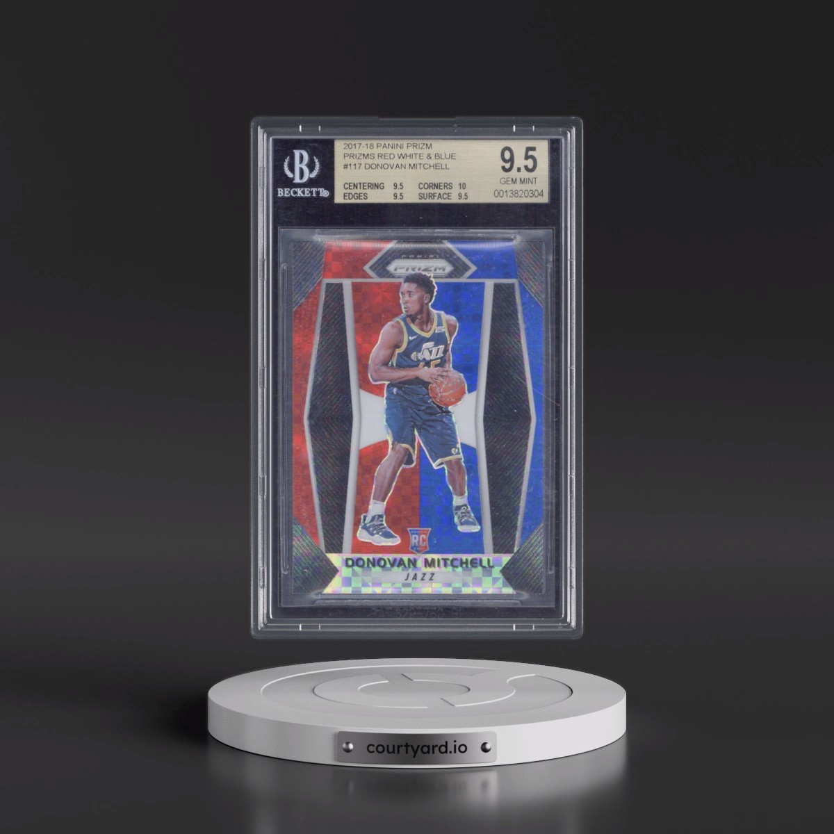 2017 Panini Prizm #117 Donovan Mitchell - Red White Blue Prizm (BGS 9.5 GEM MINT)