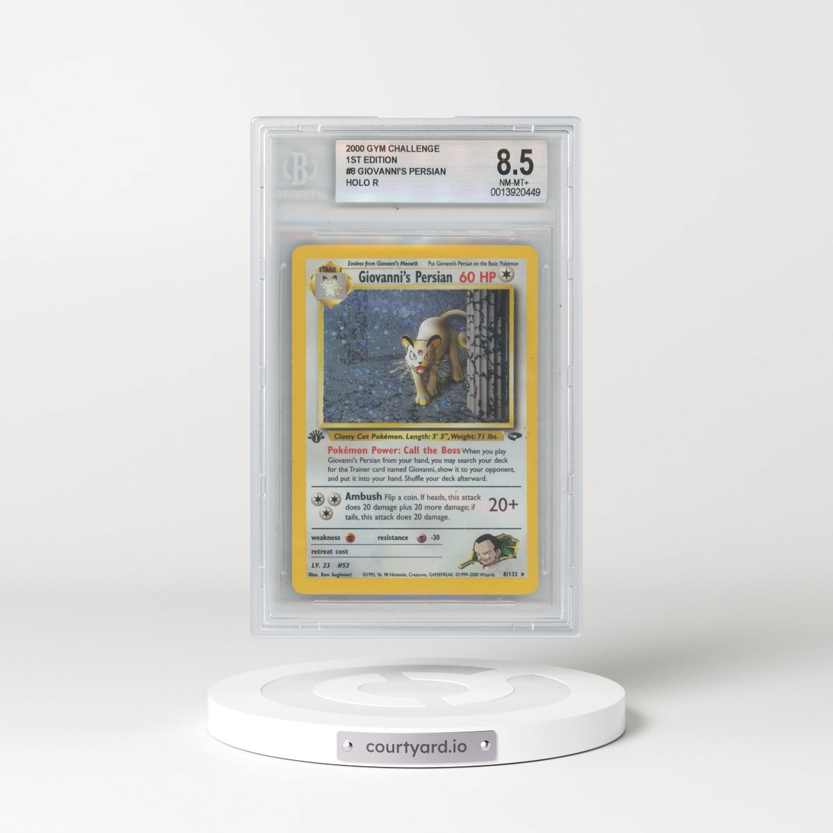 2000 Gym Challenge #8 Giovanni's Persian - 1st Edition Holo (BGS 8.5 NM-MT+)