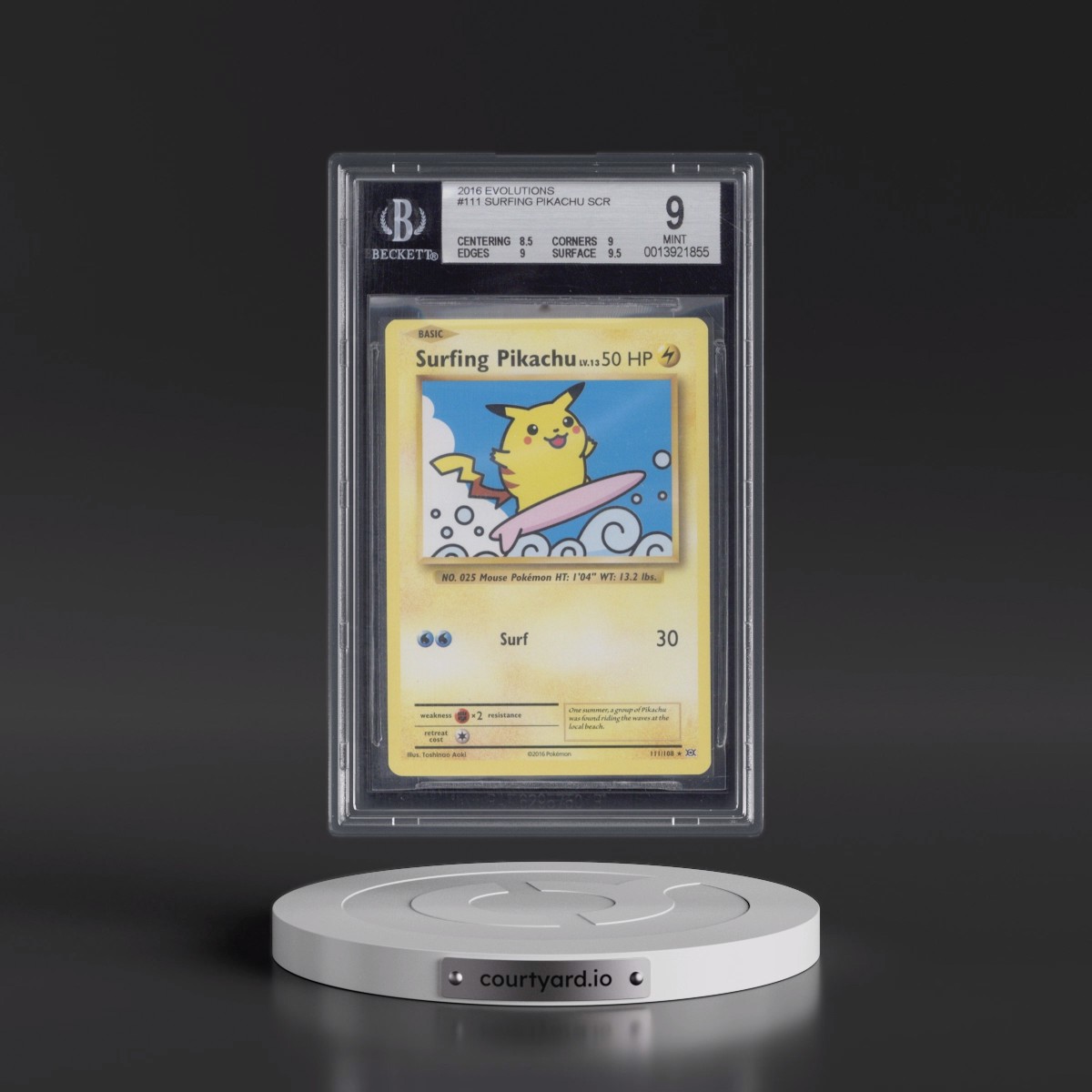 2016 Evolutions Surfing Pikachu - Secret Rare #111 BGS 9