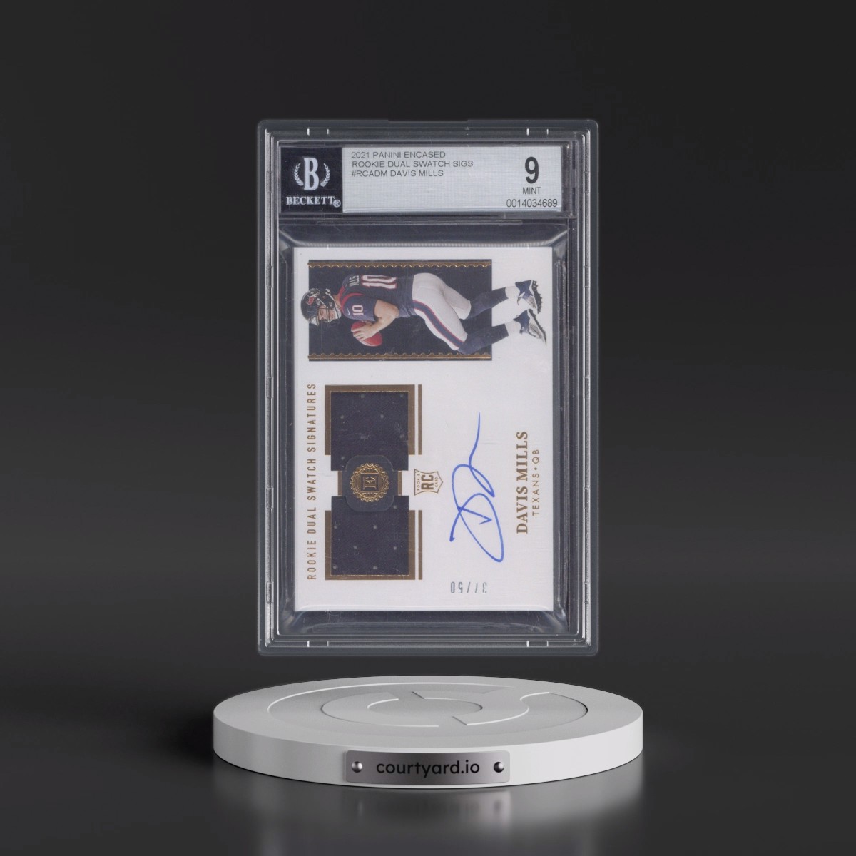 2021 Panini Encased Rookie Dual Swatch Signatures Davis Mills #RCADM BGS 9