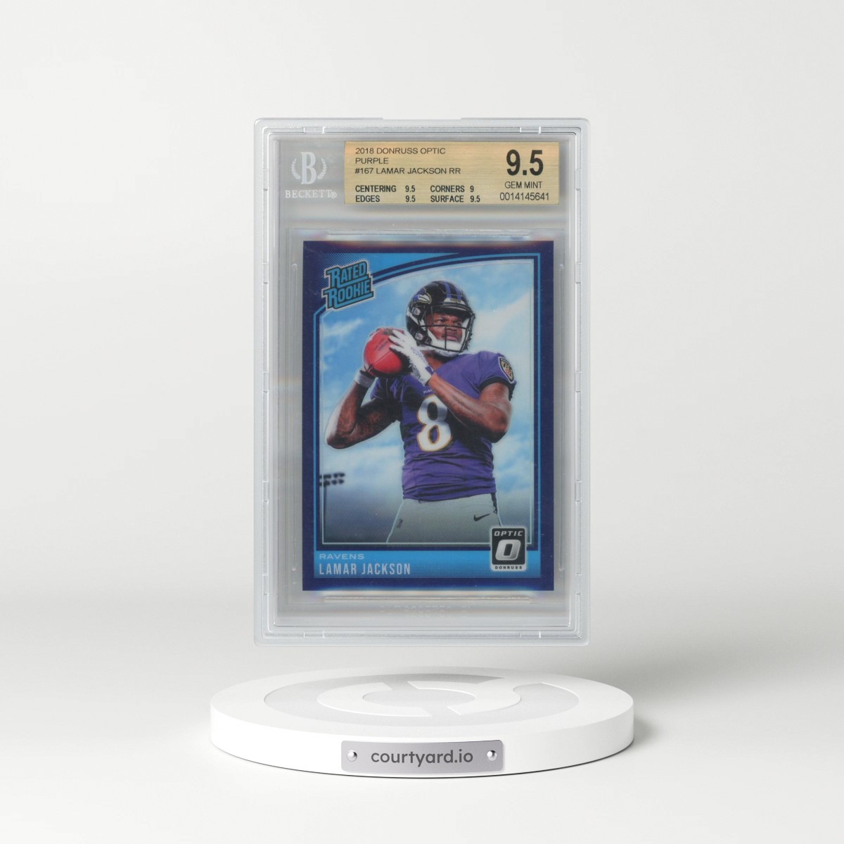 2018 Panini Donruss Optic #167 Lamar Jackson - Purple (BGS 9.5 GEM MINT)