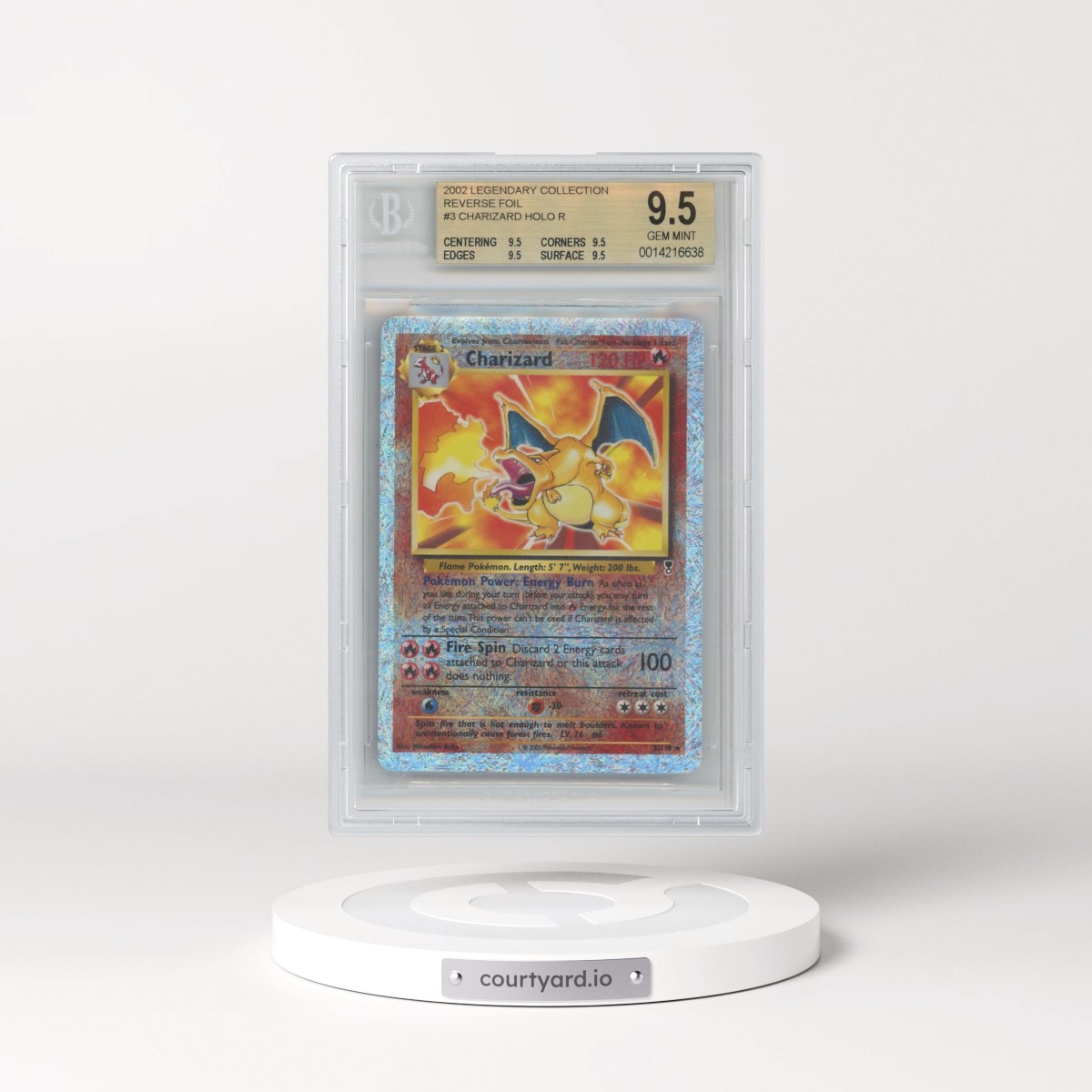 2002 Legendary Collection #3 Charizard - Reverse Holo (BGS 9.5 GEM MINT)