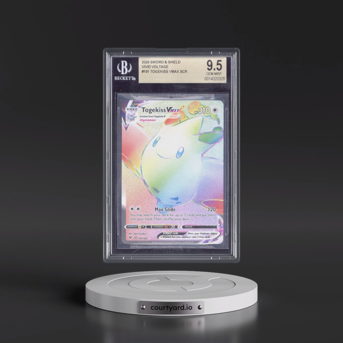 2020 Vivid Voltage #191 Togekiss VMAX - Rainbow Rare Holo (BGS 9.5 GEM MINT)