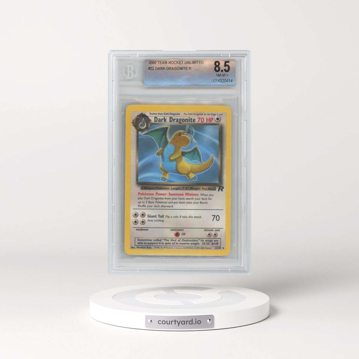 1999 Team Rocket #22 Dark Dragonite (BGS 8.5 NM-MT+)