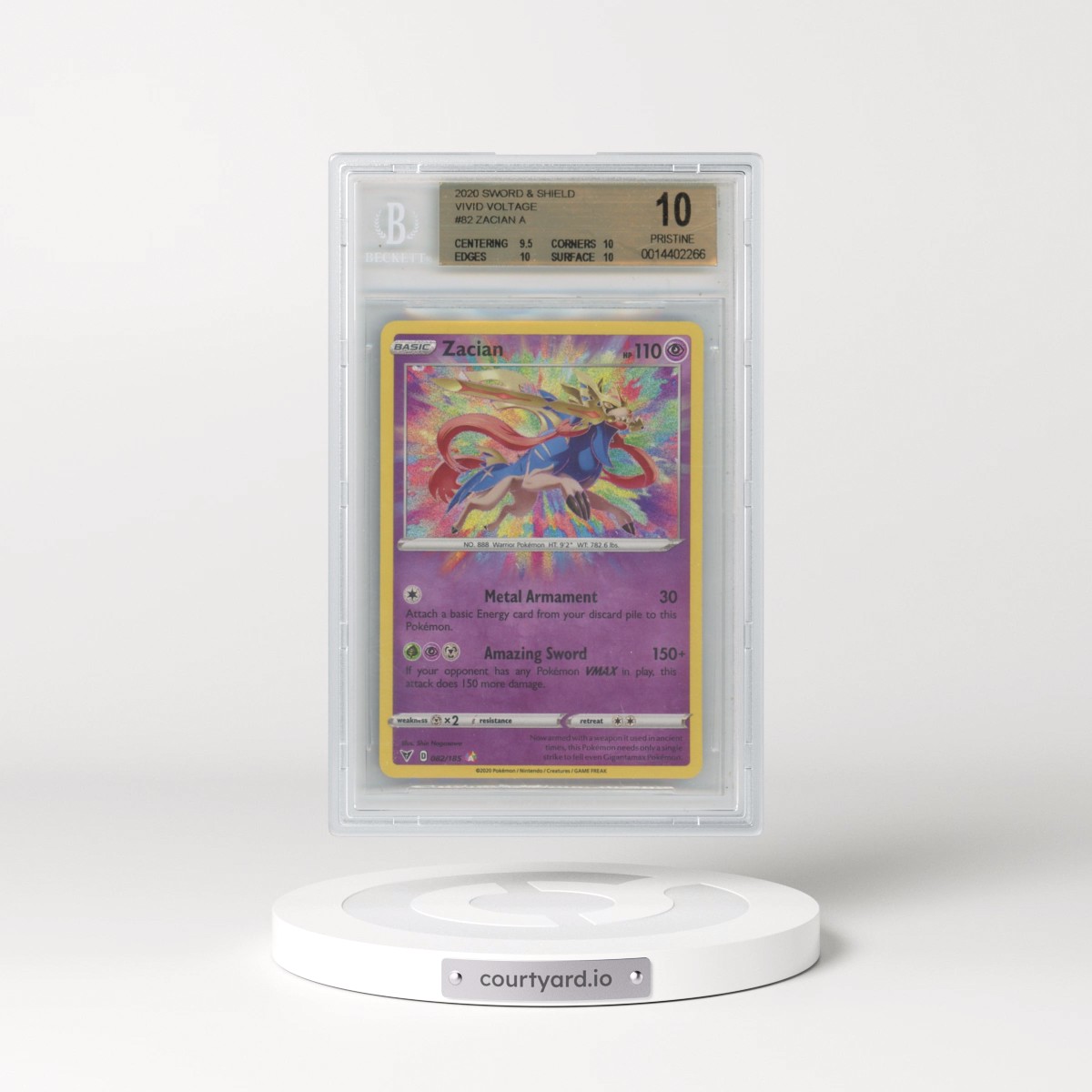 2020 Vivid Voltage #082 Zacian - Amazing Rare Holo (BGS 10 PRISTINE)