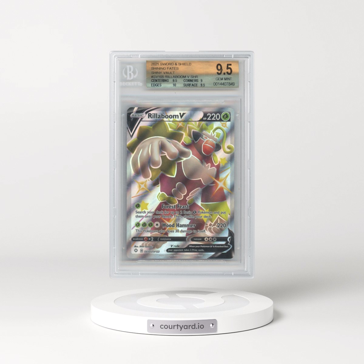 2021 Shining Fates #SV105 Rillaboom V - Shiny Vault Holo (BGS 9.5 GEM MINT)
