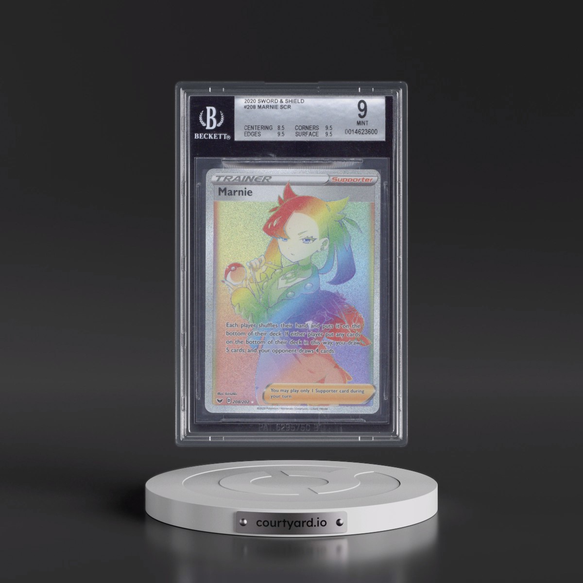 2020 Sword & Shield #208 Marnie - Rainbow Rare Holo (BGS 9 MINT)