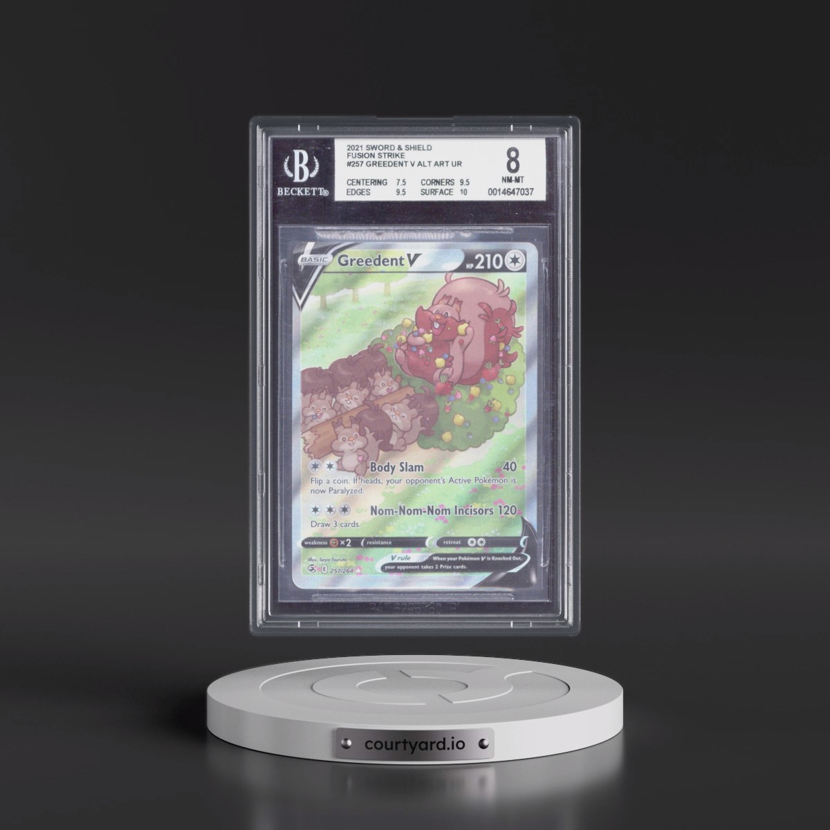 2019 Fusion Strike #257 Greedent V - Ultra Rare Holo (BGS 8 NM-MT)