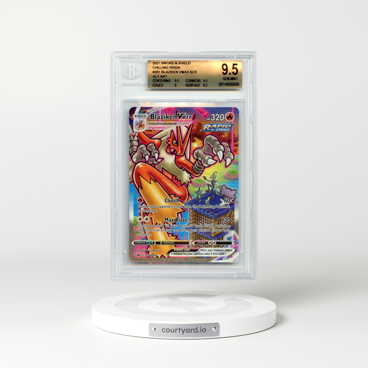 2021 Sword & Shield #201 Blaziken VMAX - Full Art Holo (BGS 9.5 GEM MINT)