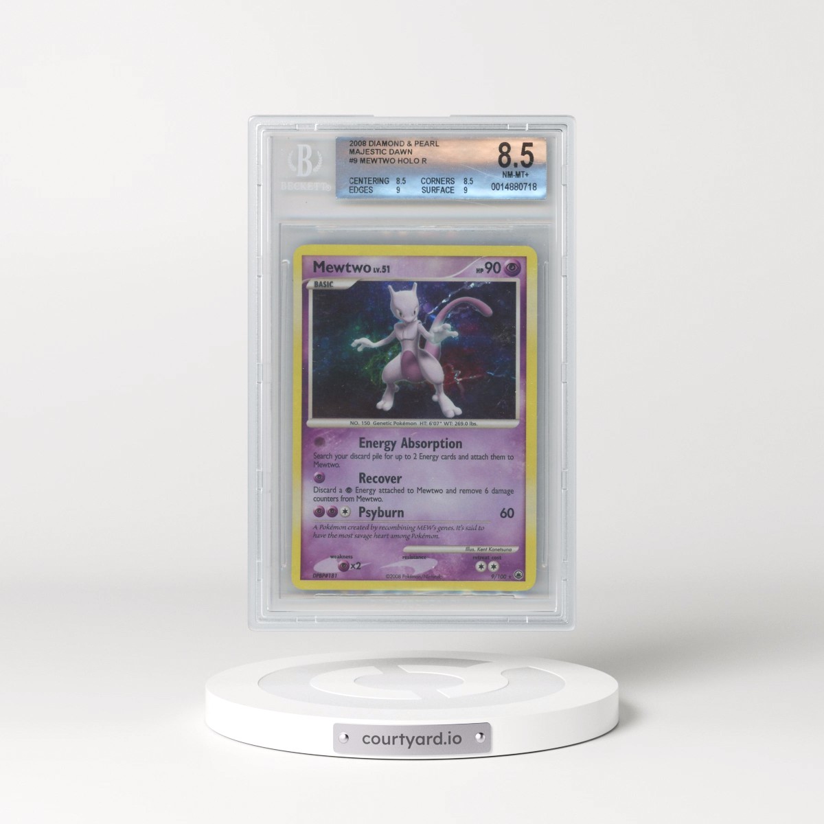 2008 Pokémon Diamond & Pearl Majestic Dawn #9 Mewtwo - Holo (BGS 8.5 NM-MT+)