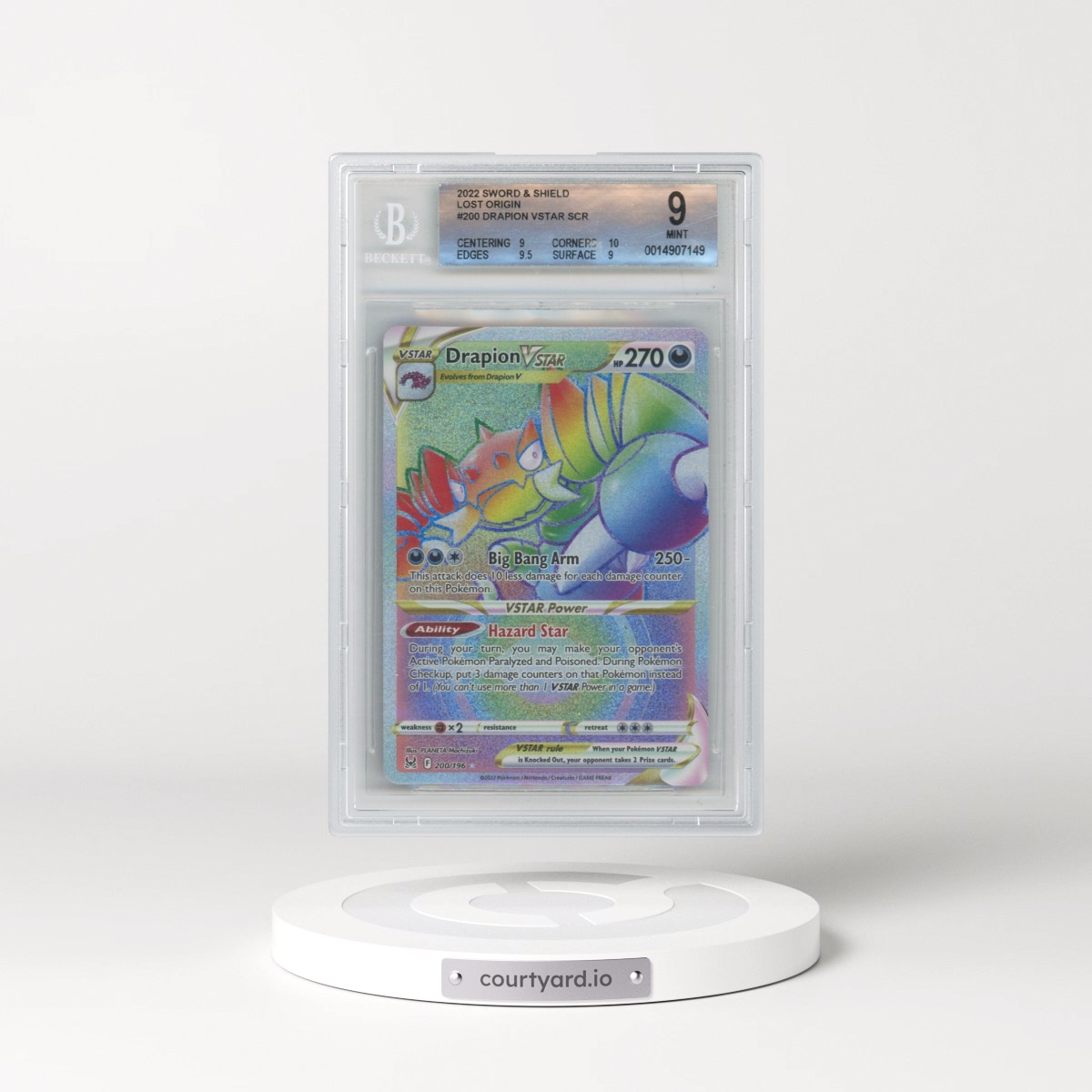 2022 Lost Origin #200 Drapion VSTAR - Rainbow Rare Holo (BGS 9 MINT)