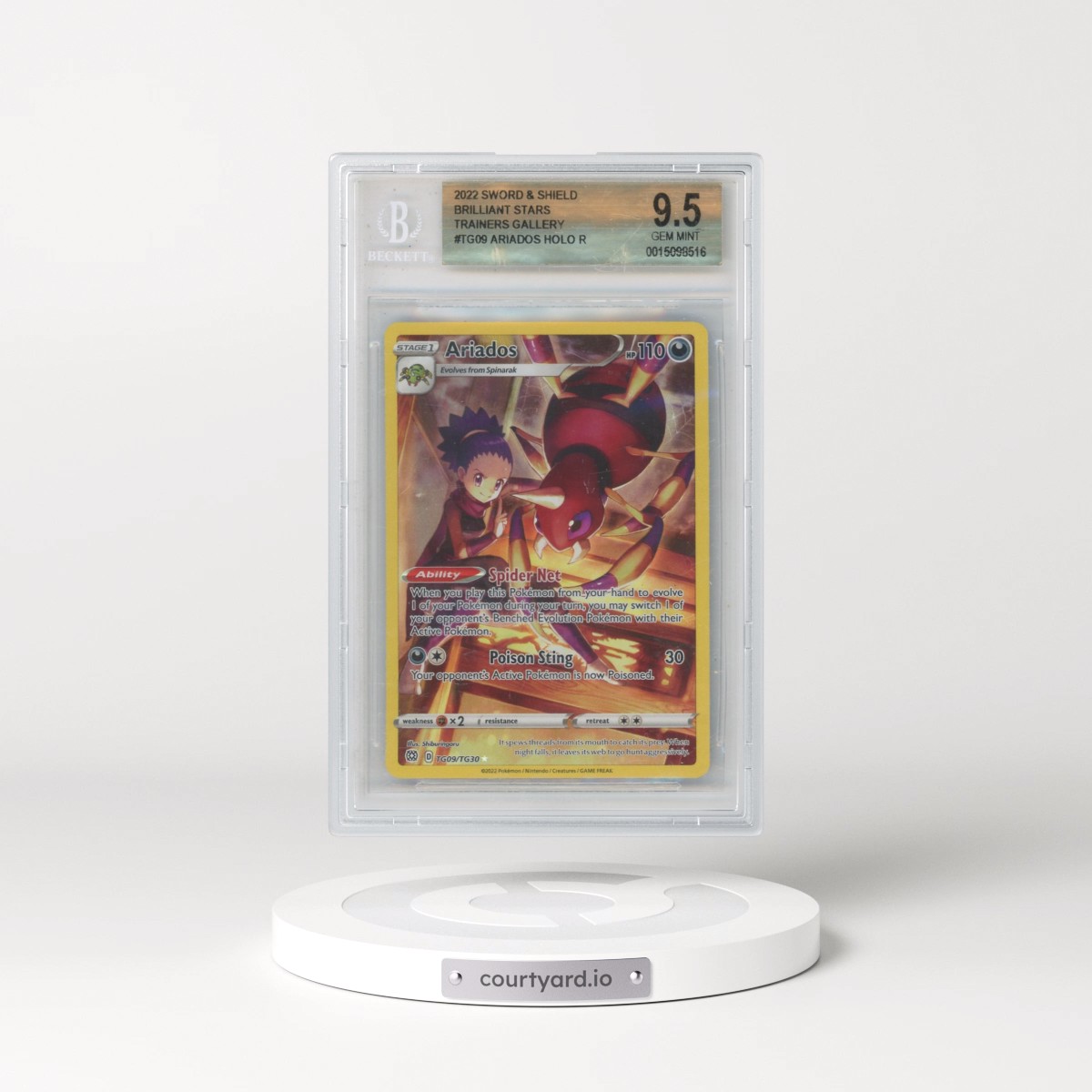 2022 Brilliant Stars #TG09 Ariados - Trainer Gallery Holo (BGS 9.5 GEM MINT)