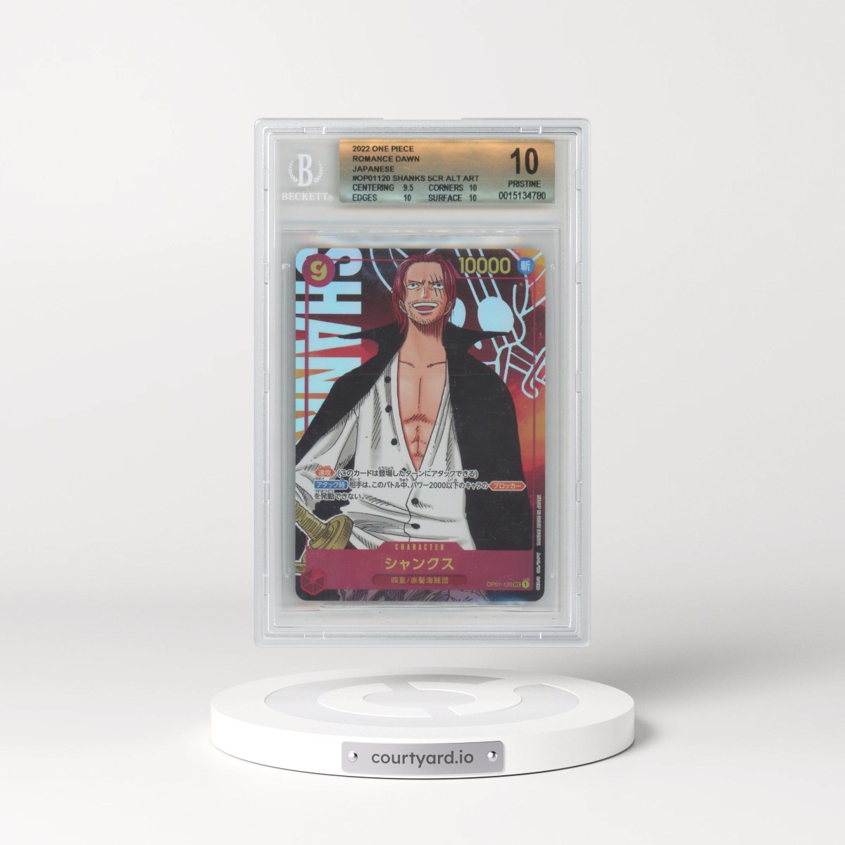 2022 Romance Dawn - Japanese #120 Shanks - (Borderless, Manga Art) Alt Art (BGS 10 PRISTINE)