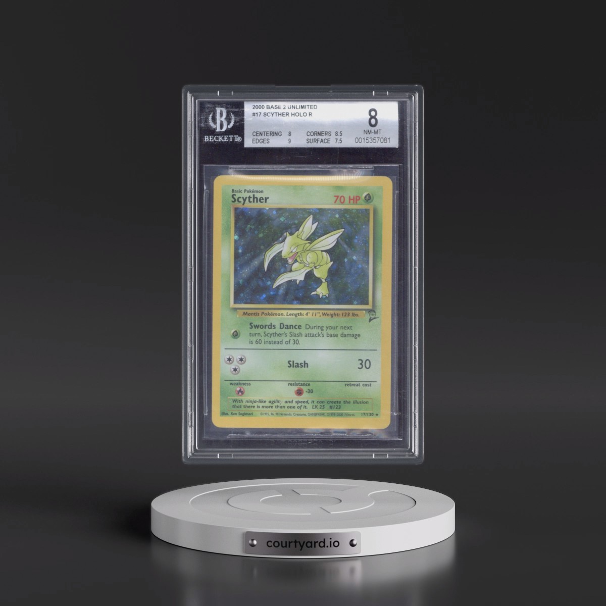 2000 Base Set 2 #17 Scyther - Holo (BGS 8 NM-MT)