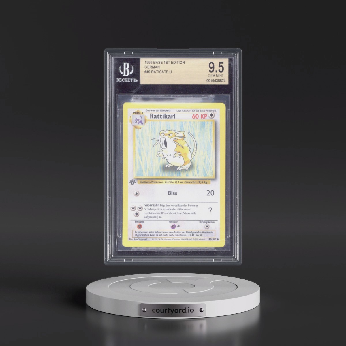 1999 Base Set #40 Raticate - 1st Edition 1st Edition (BGS 9.5 GEM MINT)