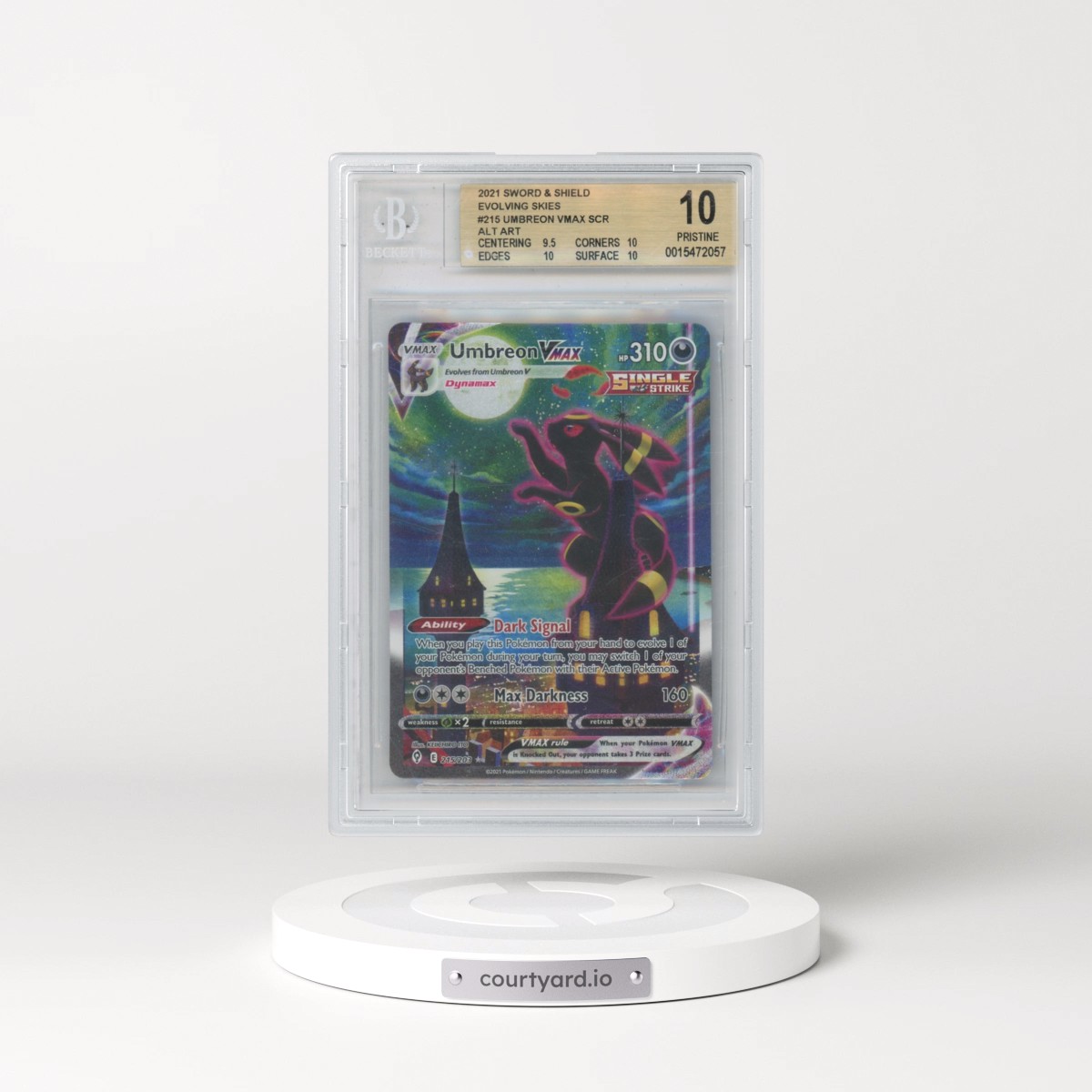 2021 Evolving Skies #215 Umbreon VMAX - Secret Rare Holo (BGS 10 PRISTINE)