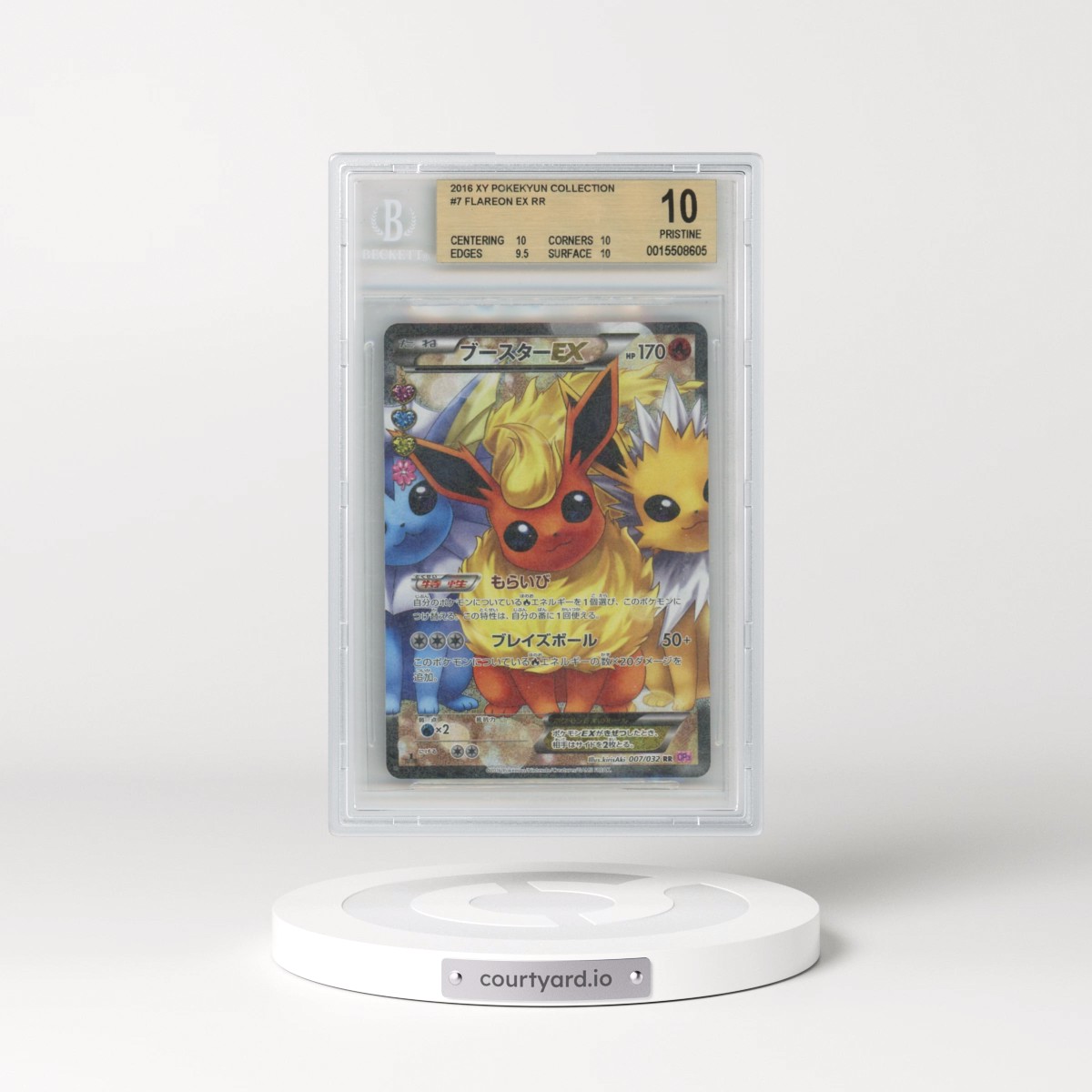 2016 Pok^Kyun Collection #007 Flareon EX - 1st Edition Holo (BGS 10 PRISTINE)