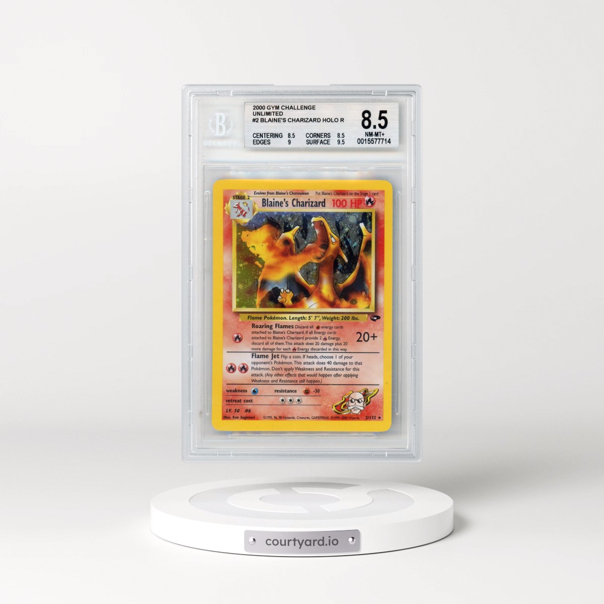 2000 Gym Challenge #2 Blaine's Charizard - Error Fighting Symbol Holo (BGS 8.5 NM-MT+)