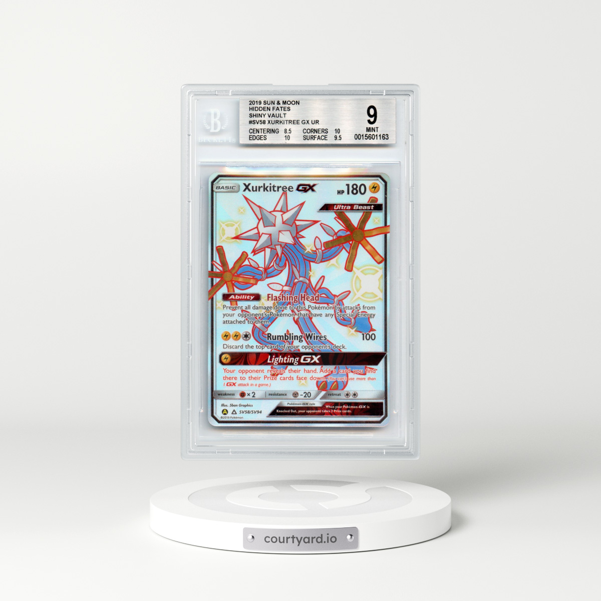 2019 Hidden Fates #SV58 Xurkitree GX - Full Art Holo (BGS 9 MINT)