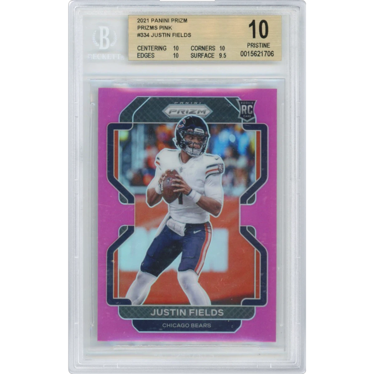 2021 Panini Prizm #334 Justin Fields - Pink Prizm (BGS 10 PRISTINE)