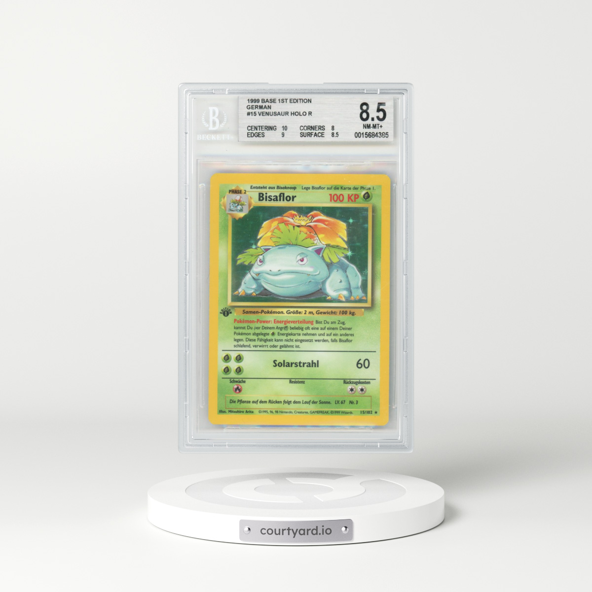 1999 Pokémon Base #15 Venusaur - 1st Edition Holo (BGS 8.5 NM-MT+)