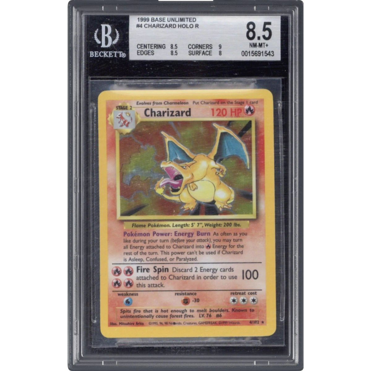 1999 Base Set #4 Charizard - Holo (BGS 8.5 NM-MT+)